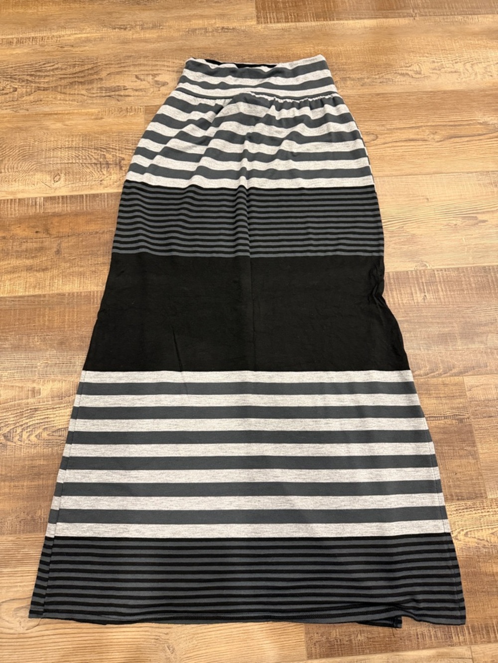Striped Black and Gray Maxi Skirt Womens size small